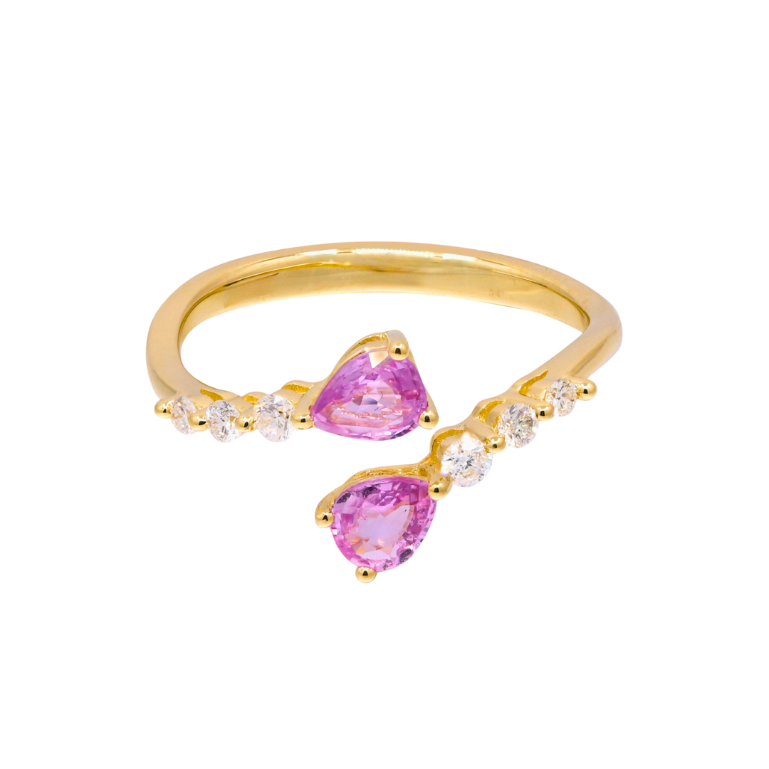 14K YELLOW GOLD PINK SAPPHIRE RING