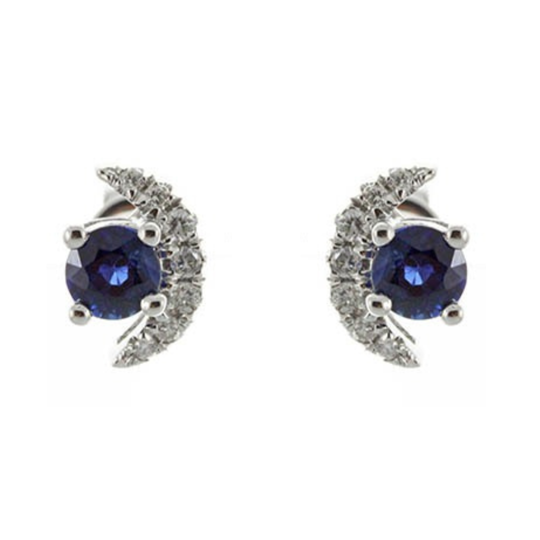 14K WHITE GOLD BLUE SAPPHIRE EARRING