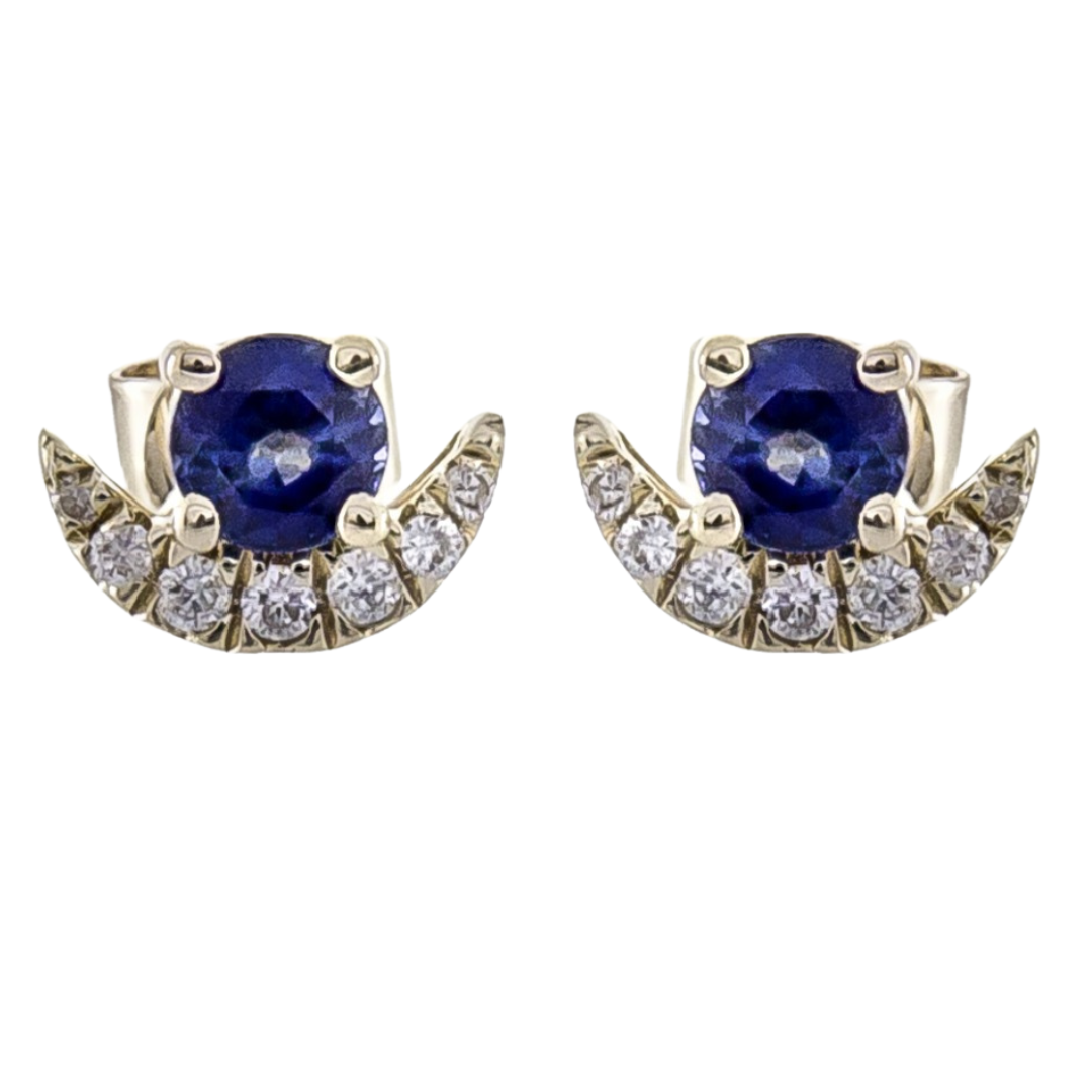 14K YELLOW GOLD BLUE SAPPHIRE EARRING