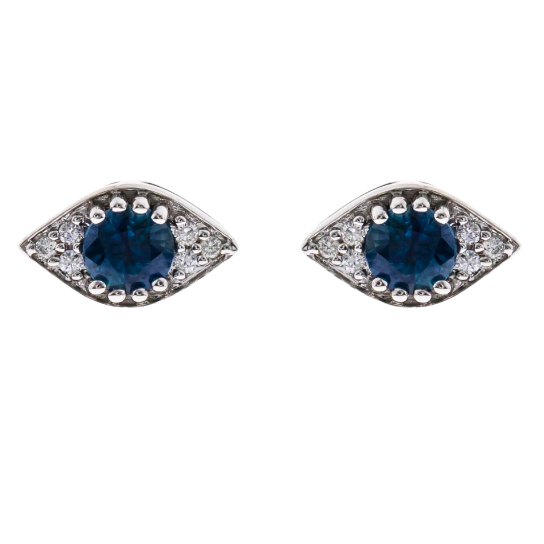 14K WHITE GOLD BLUE SAPPHIRE EARRING