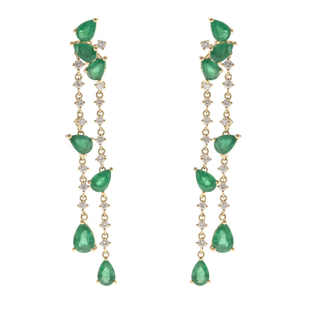 18K YELLOW GOLD EMERALD EARRING