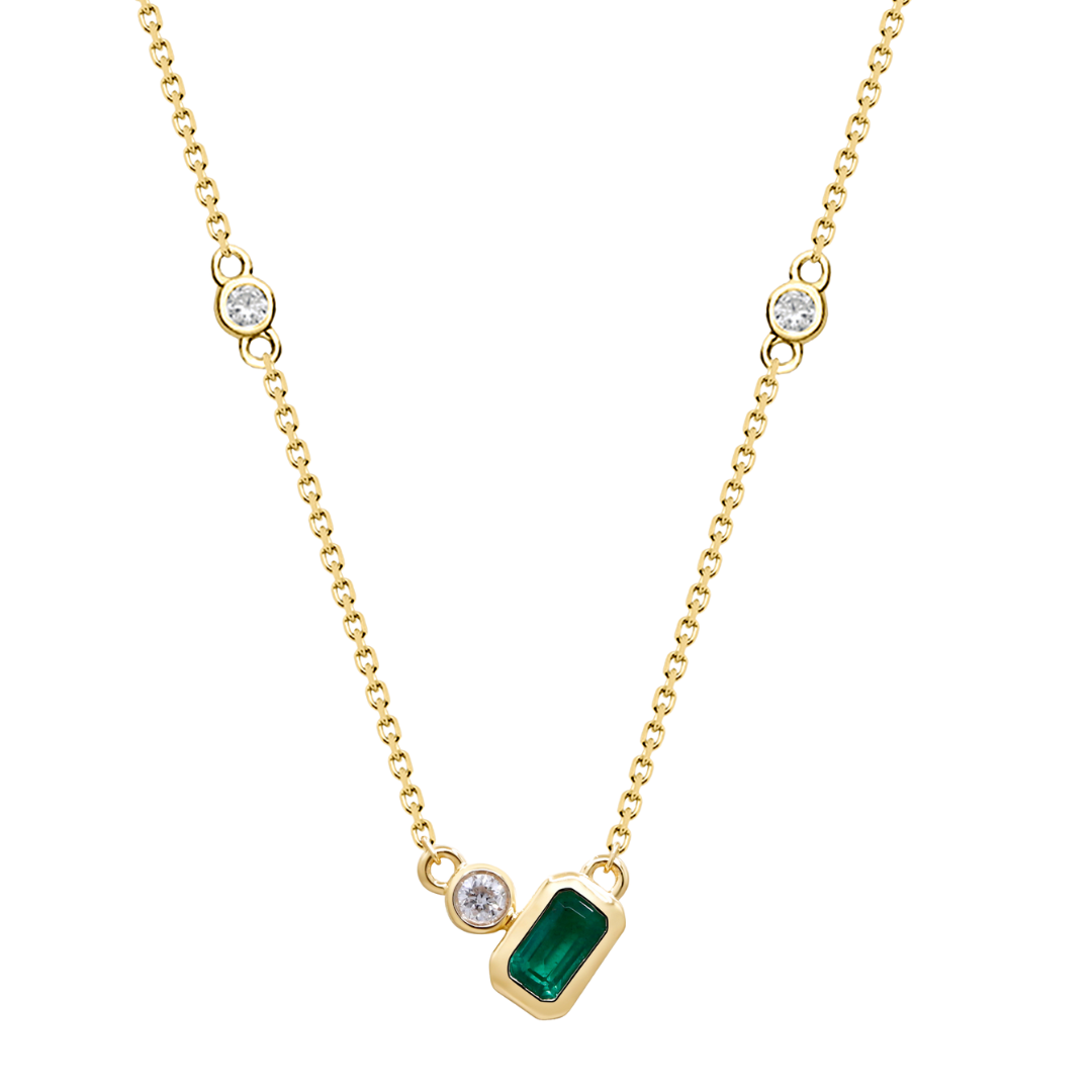 14K YELLOW GOLD EMERALD NECKLACE