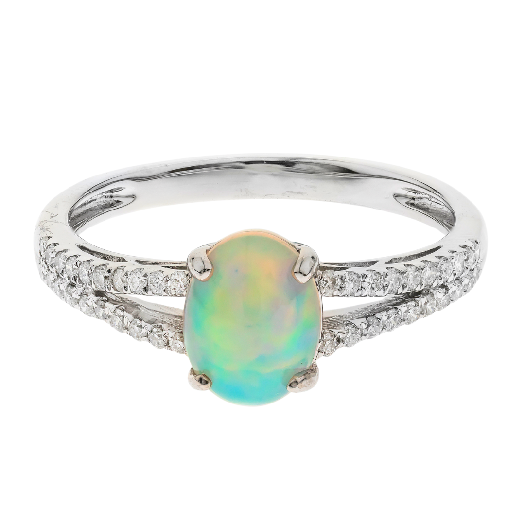 14K WHITE GOLD ETHIOPIAN OPAL RING