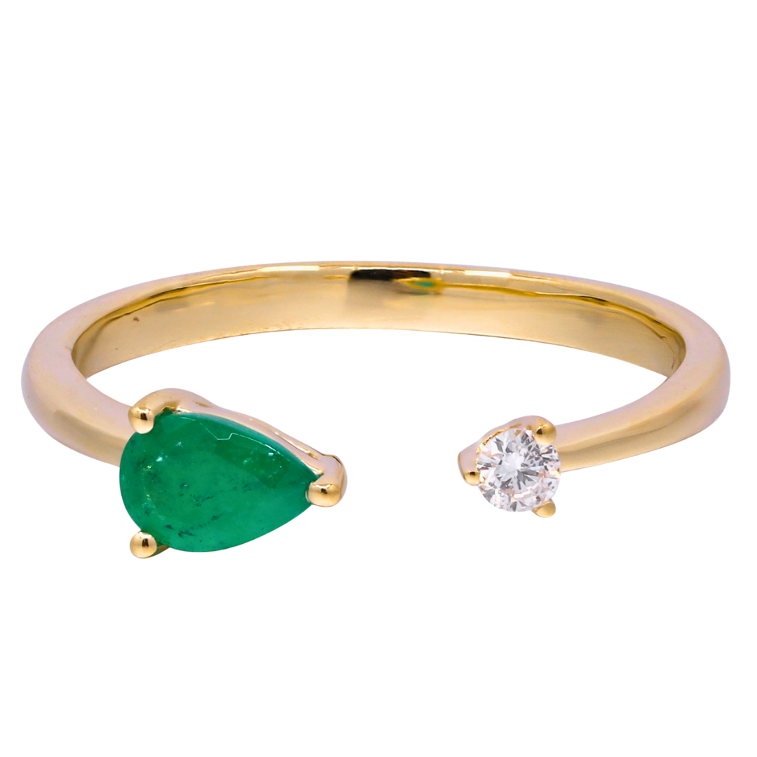 14K YELLOW GOLD EMERALD RING