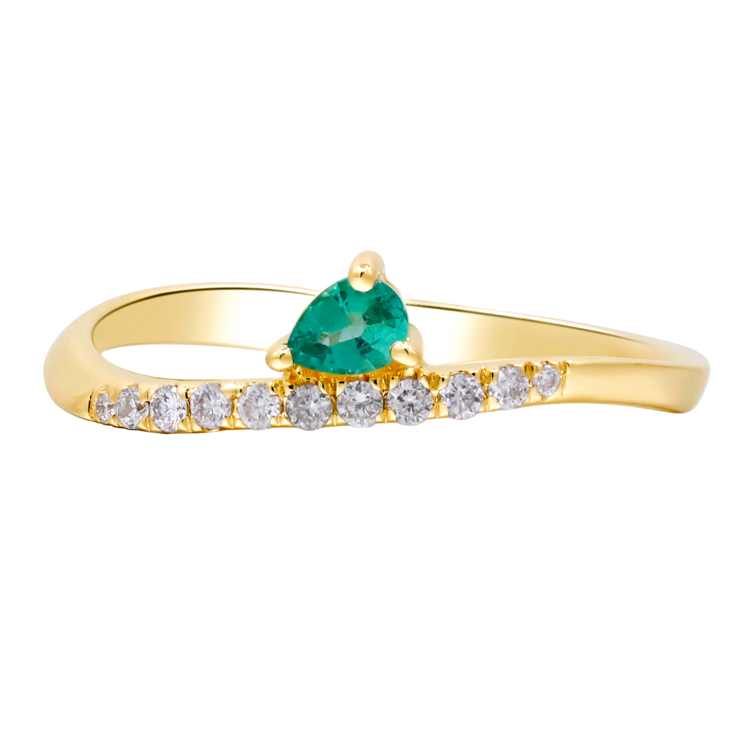 14K YELLOW GOLD EMERALD RING