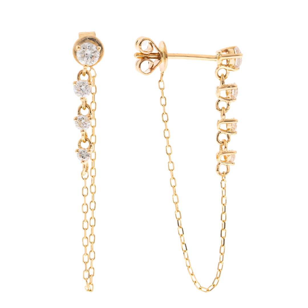 18K YELLOW GOLD DIAMOND EARRING