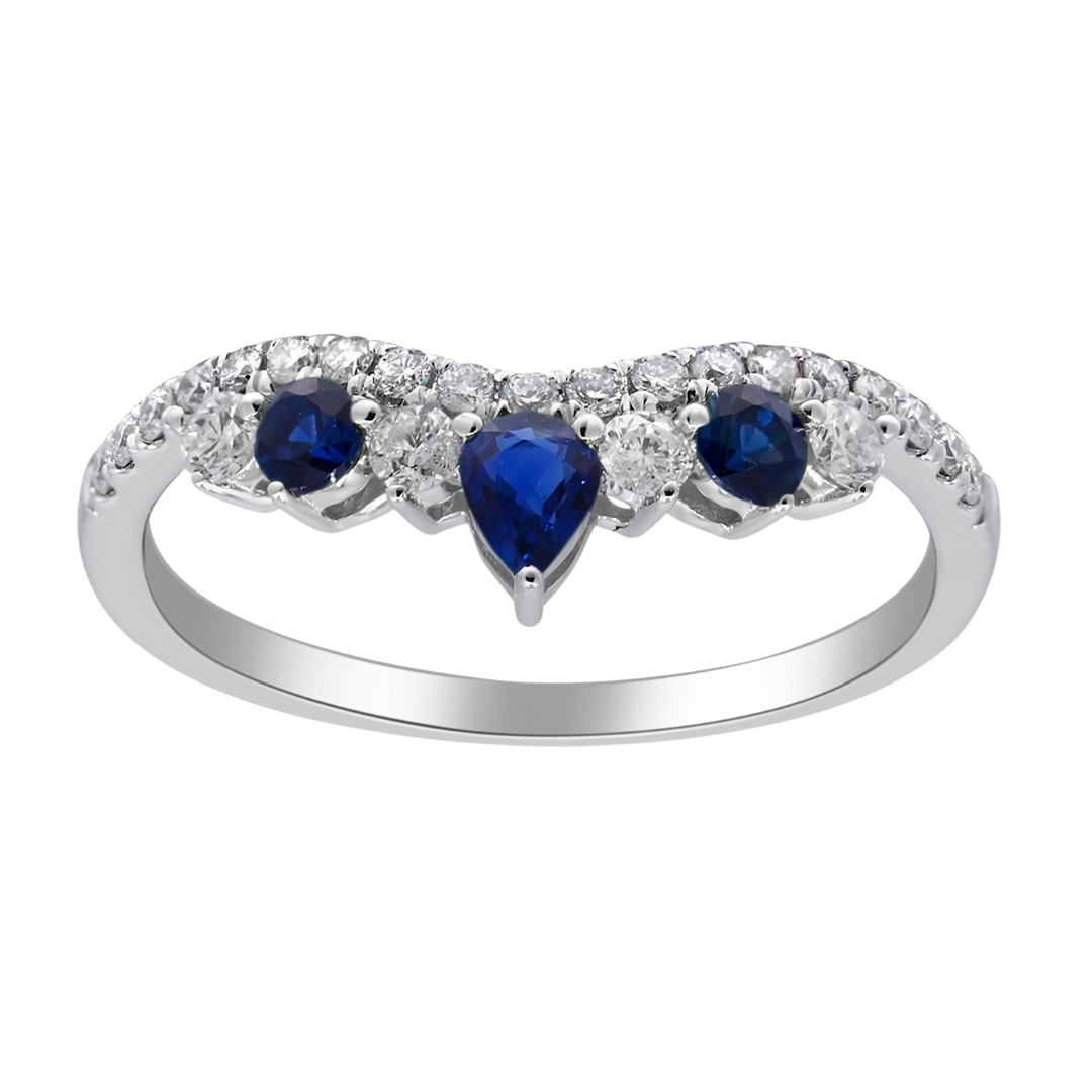 14K WHITE GOLD BLUE SAPPHIRE RING