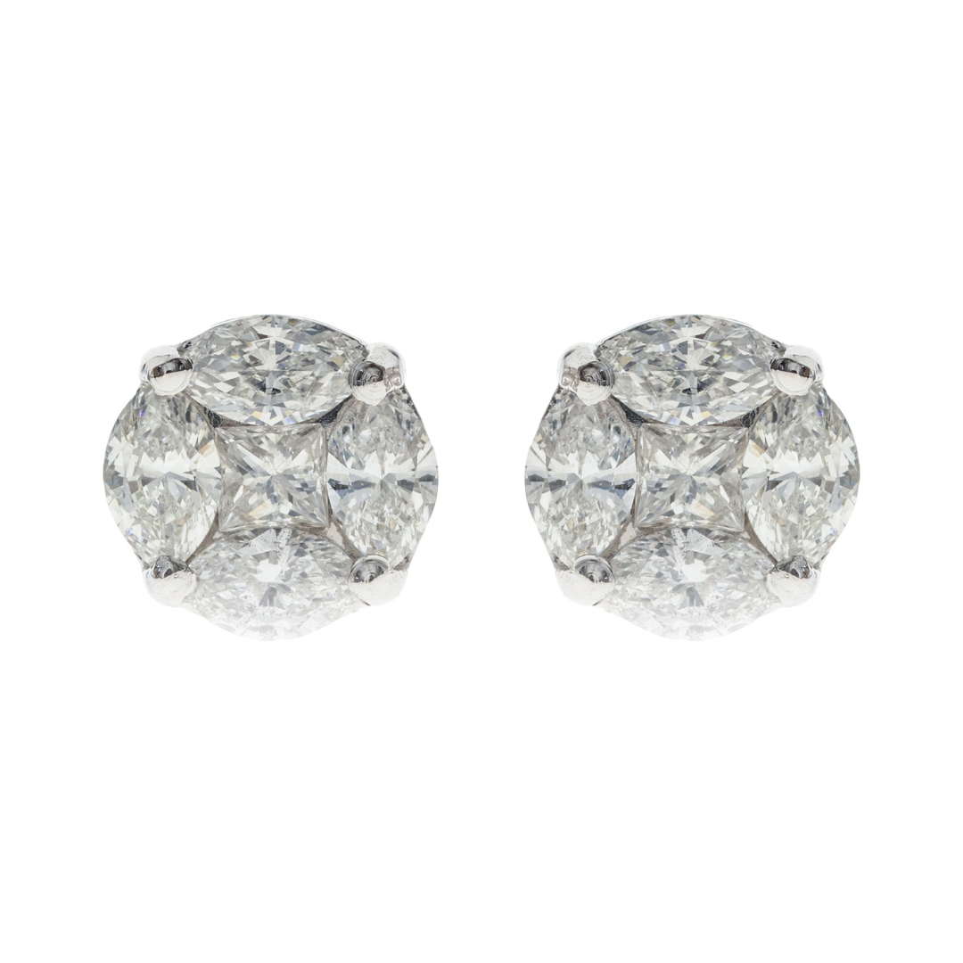 18K WHITE GOLD DIAMOND EARRING