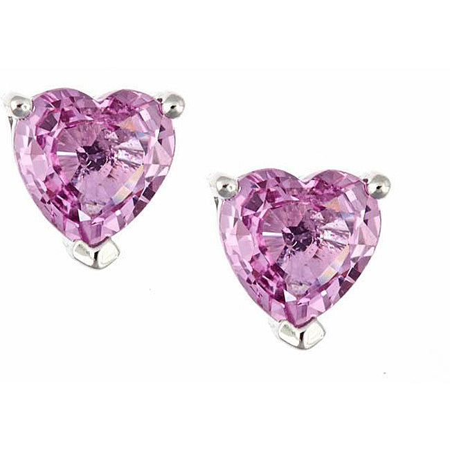 14K WHITE GOLD PINK SAPPHIRE EARRING