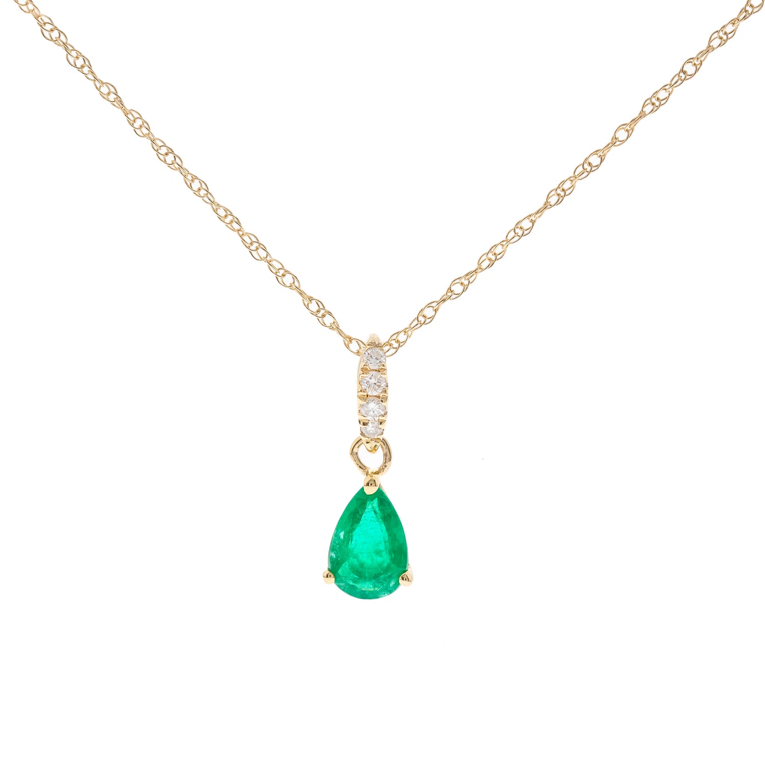 14K WHITE GOLD EMERALD NECKLACE