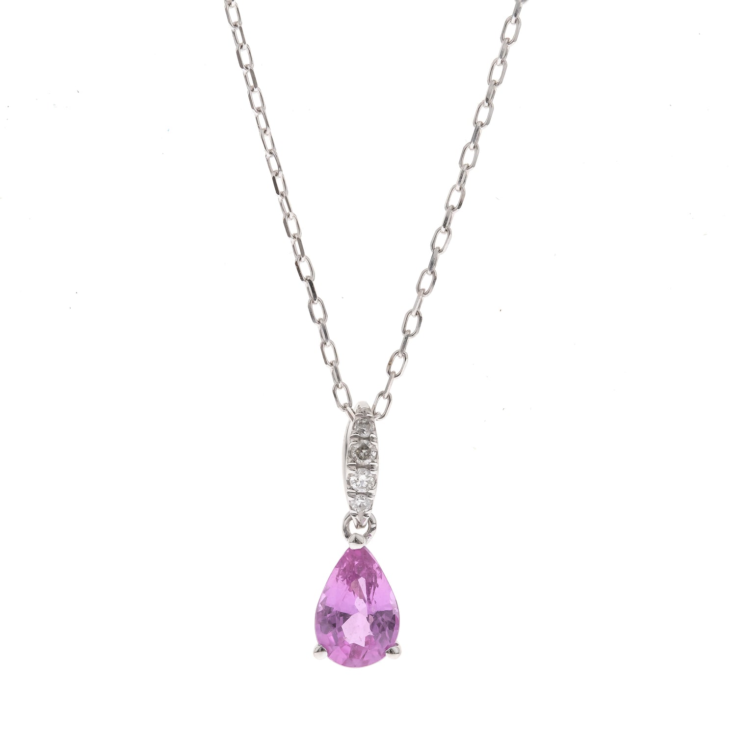 14K WHITE GOLD PINK SAPPHIRE NECKLACE