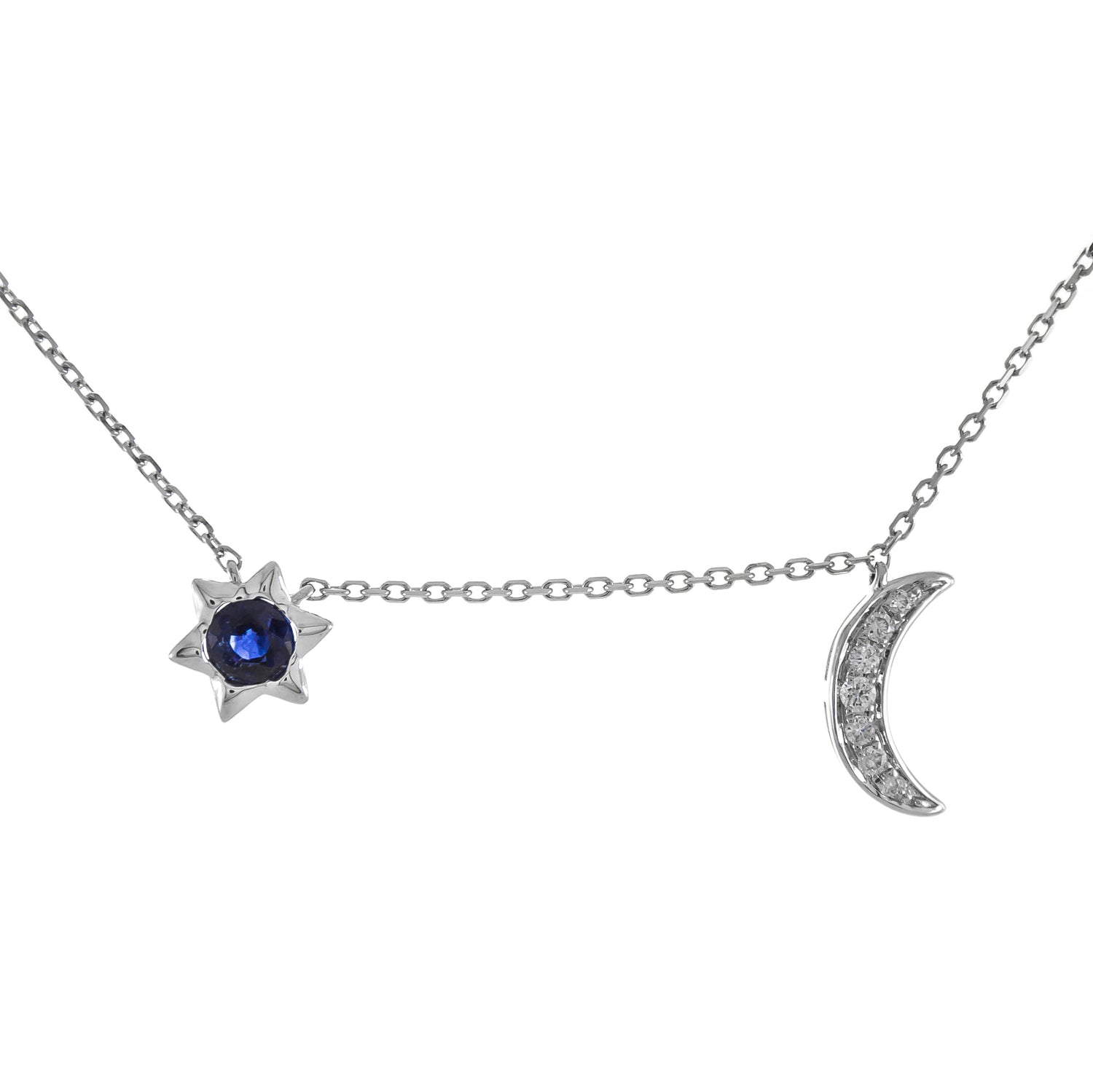 18K WHITE GOLD BLUE SAPPHIRE NECKLACE