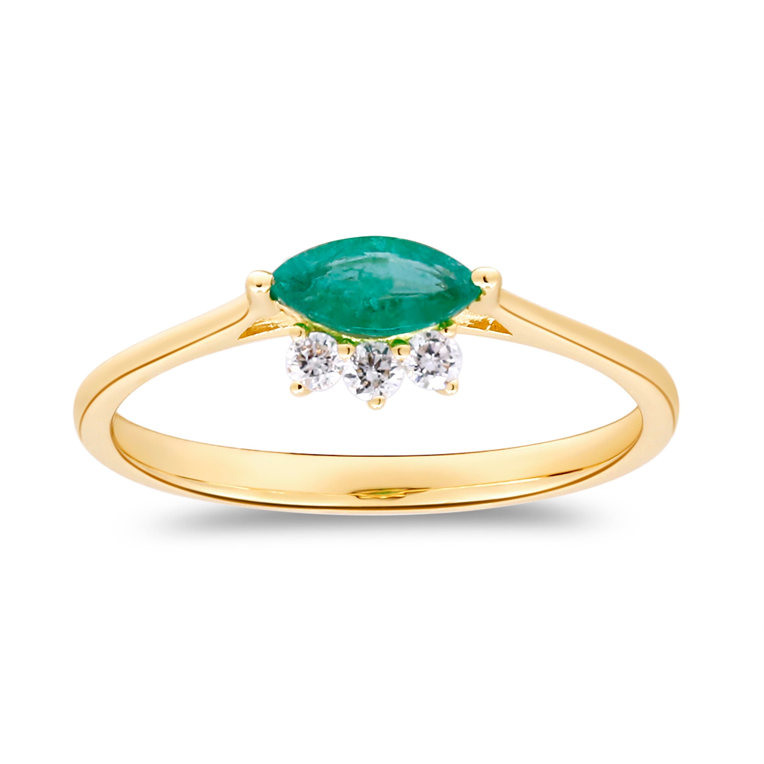 14K YELLOW EMERALD RING