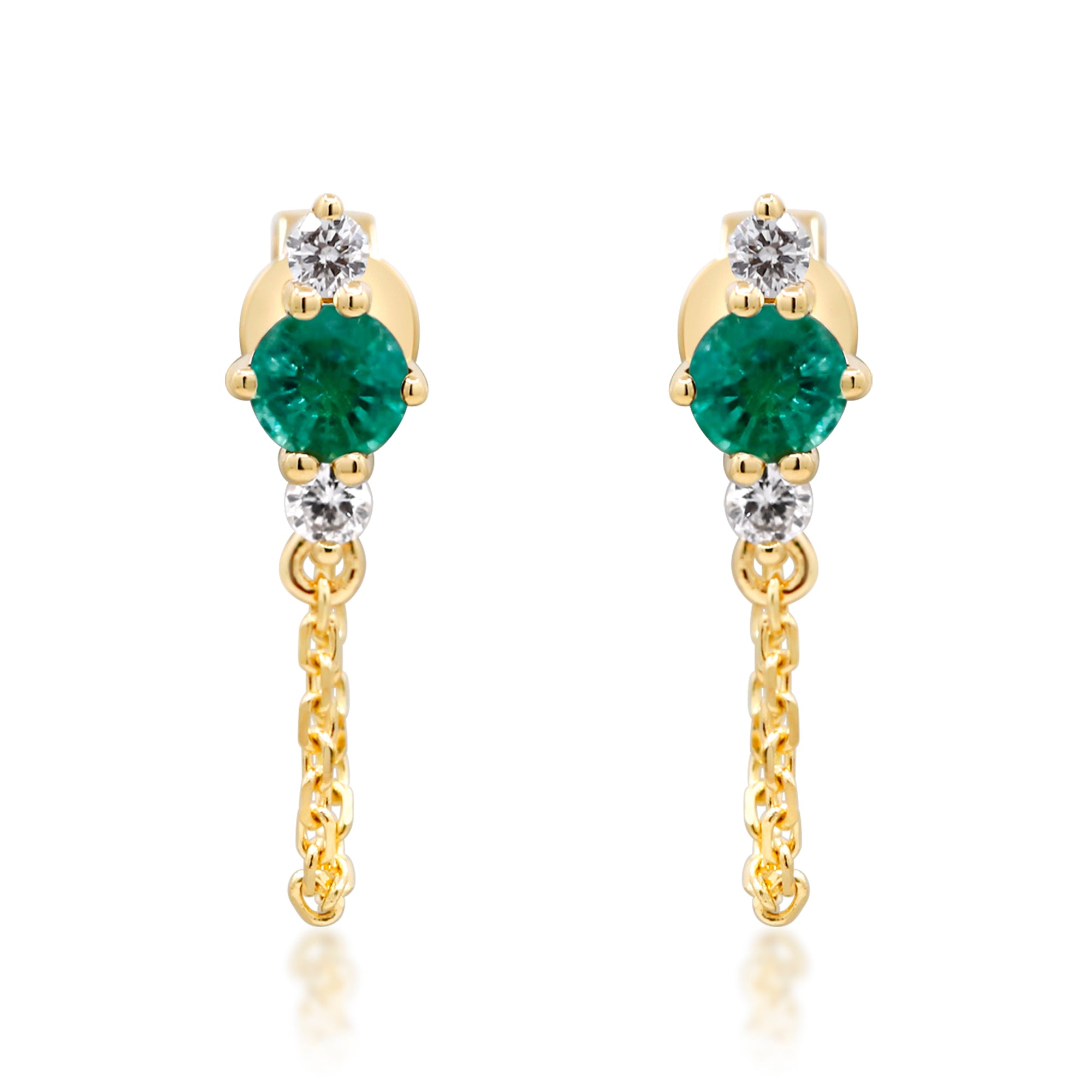 14K YELLOW EMERALD EARRING