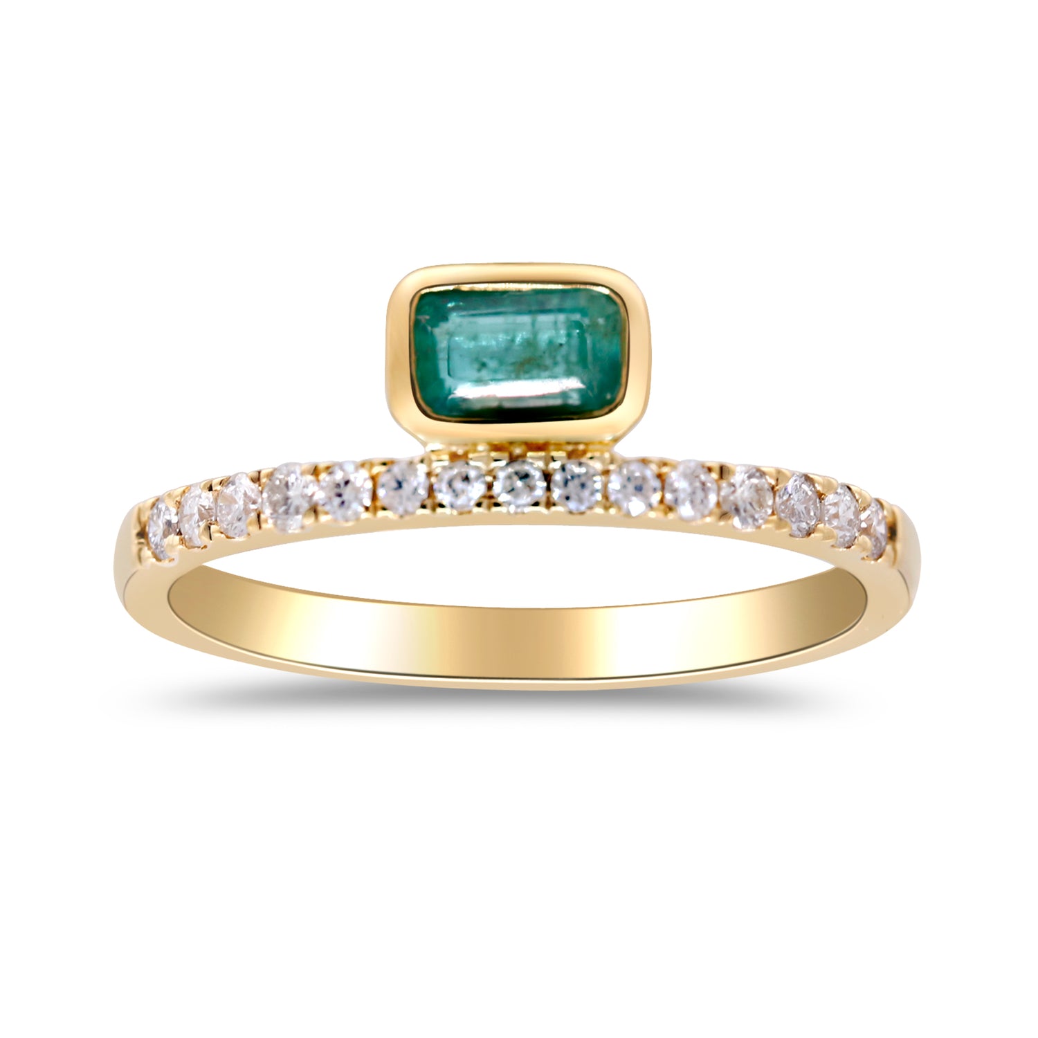 18K YELLOW EMERALD RING