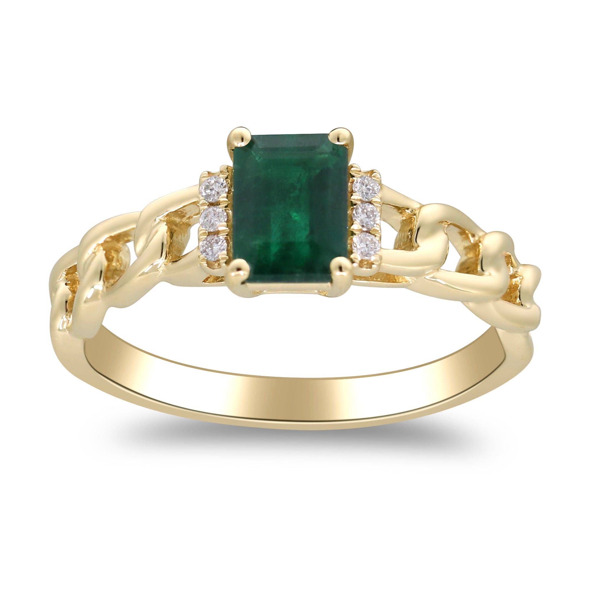 14K YELLOW EMERALD RING