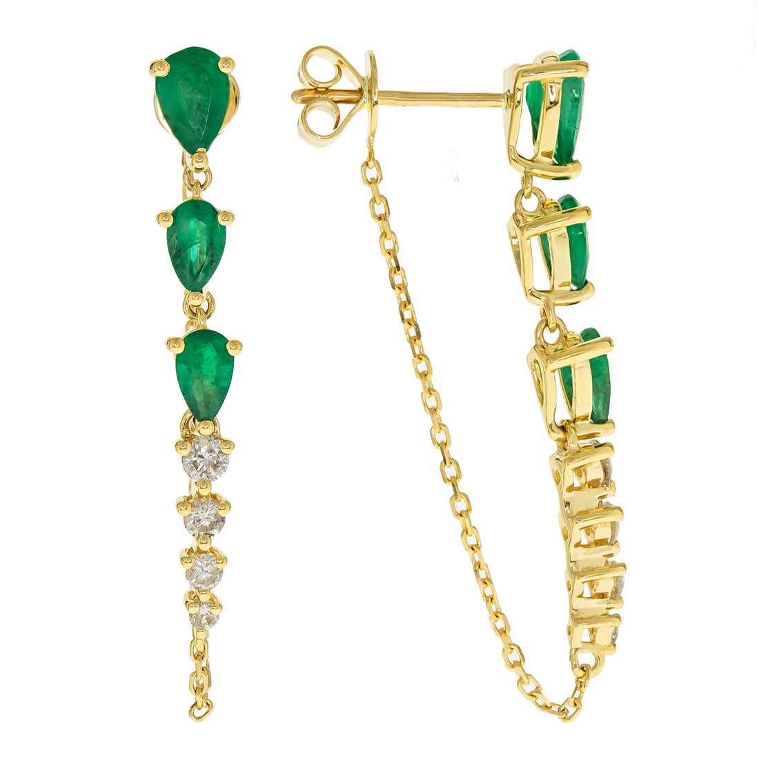 14K YELLOW EMERALD EARRING