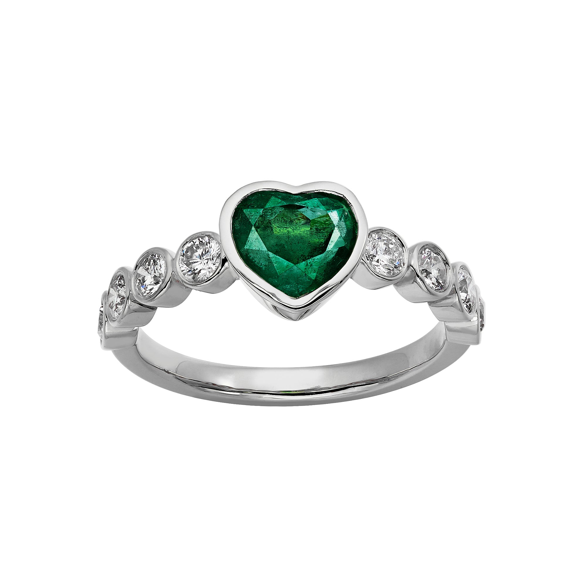 18K WHITE GOLD EMERALD RING