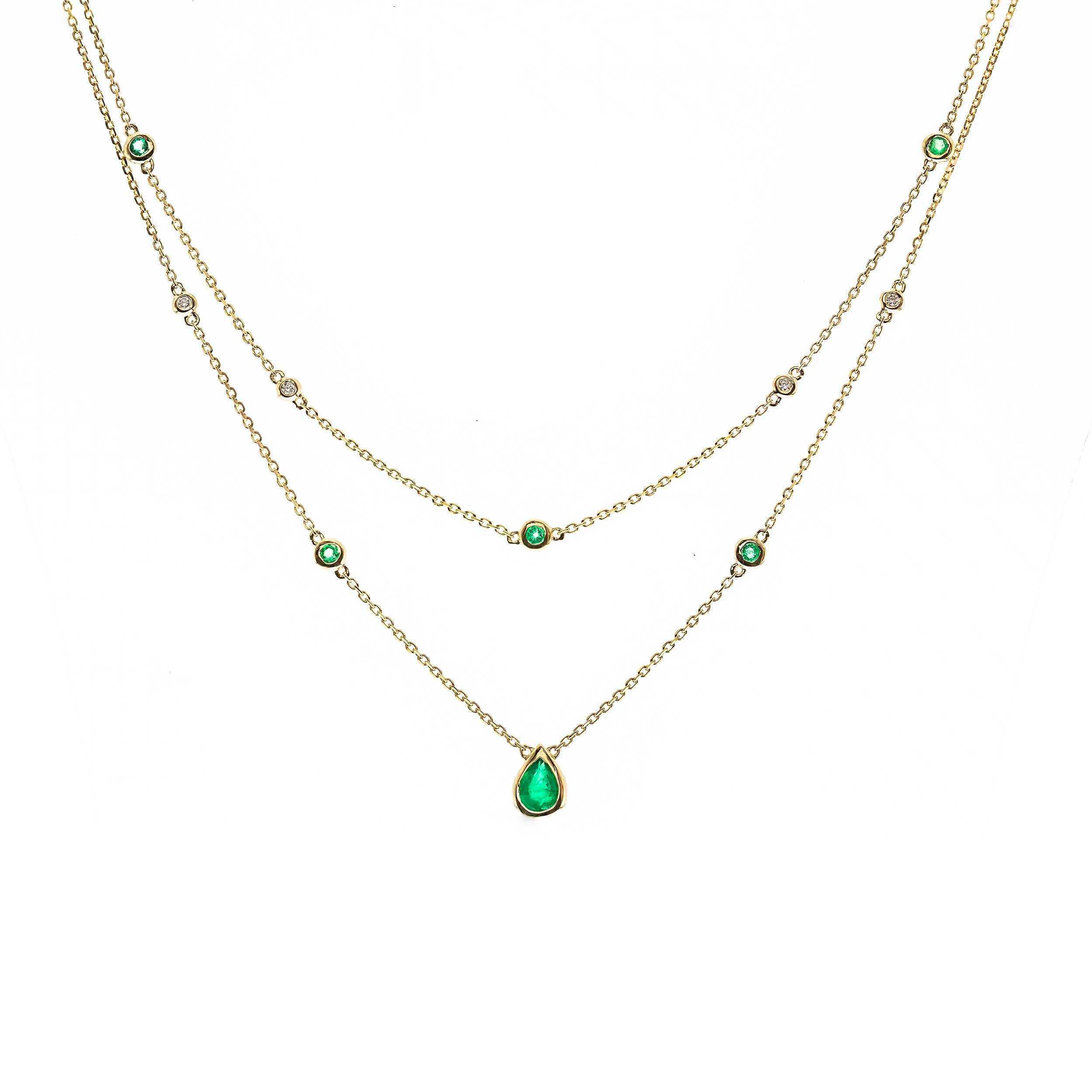 14K YELLOW  EMERALD NECKLACE