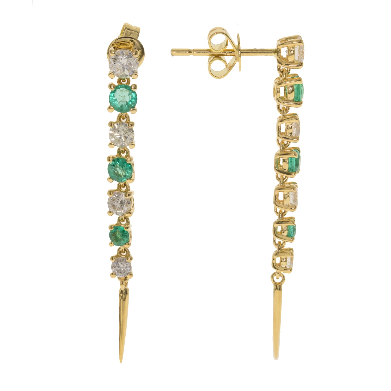 18K YELLOW EMERALD EARRING