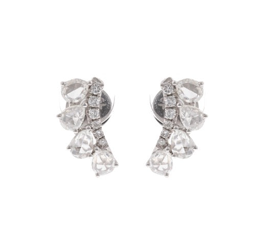 18K WHITE ROSE CUT DIAMOND EARRING