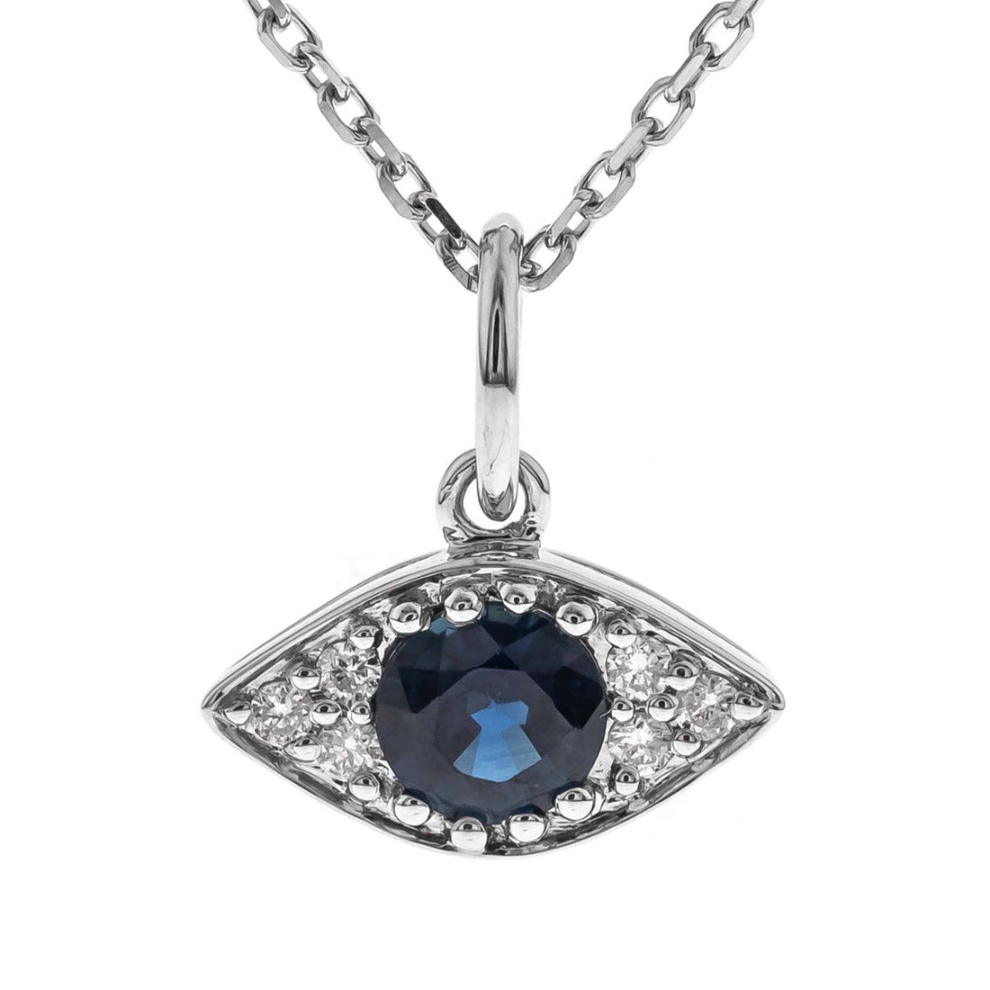 14K WHITE GOLD BLUE SAPPHIRE NECKLACE