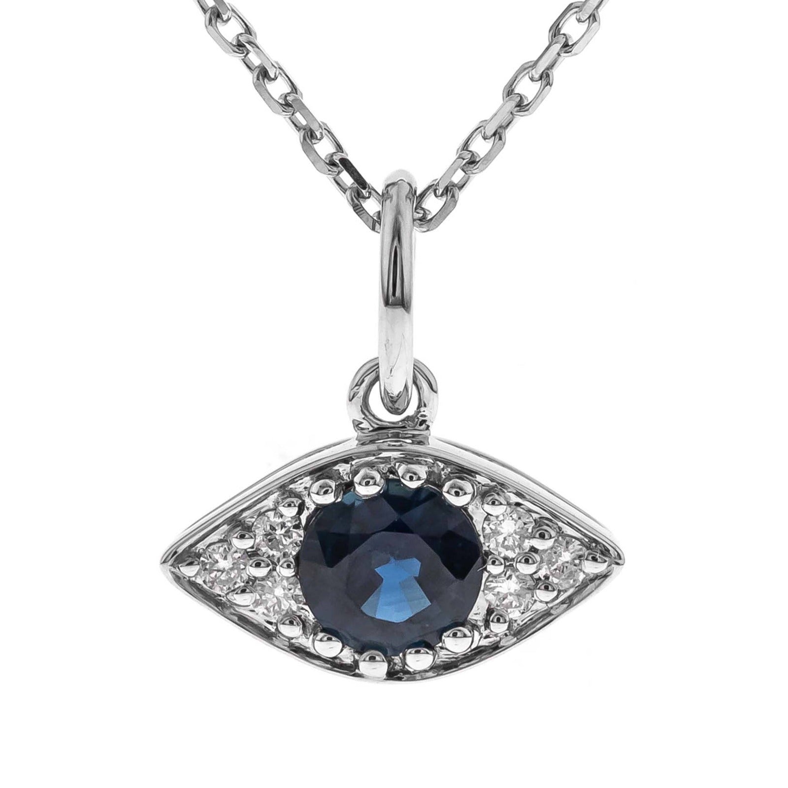 14K WHITE GOLD BLUE SAPPHIRE NECKLACE