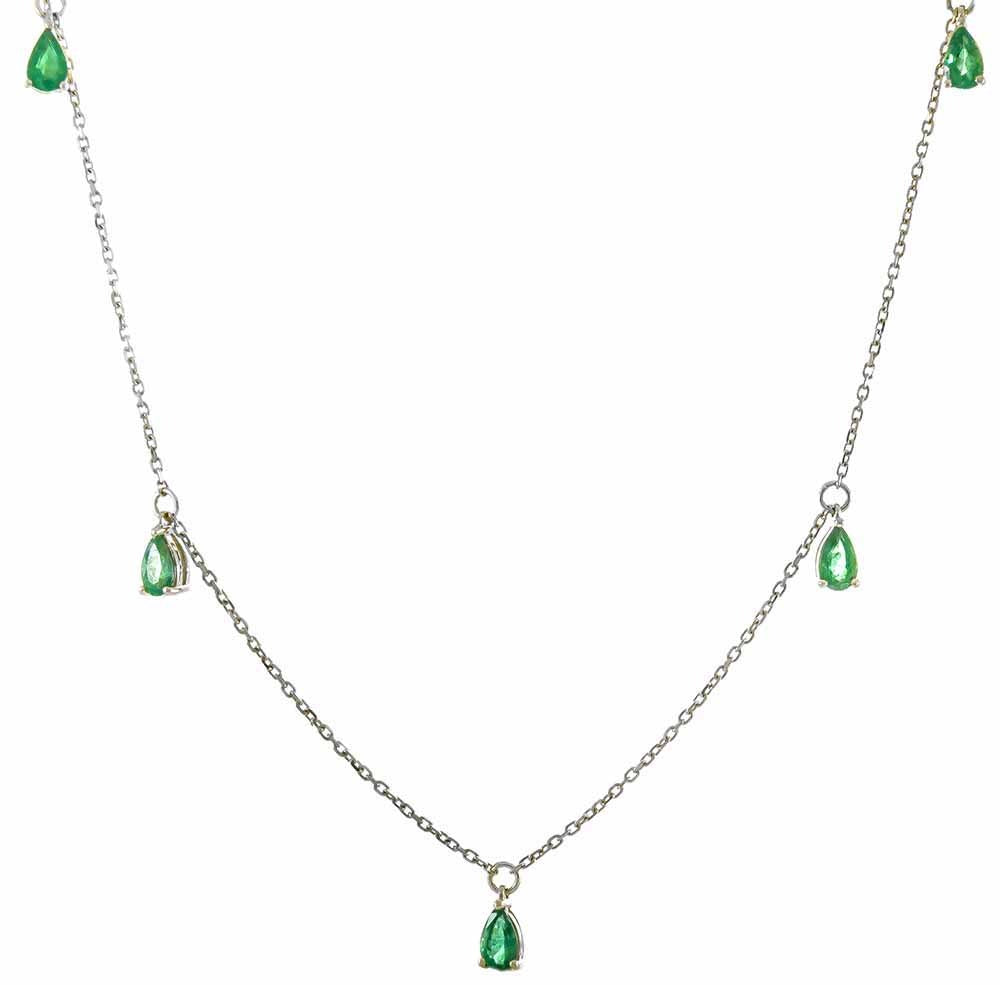 14K WHITE GOLD EMERALD NECKLACE