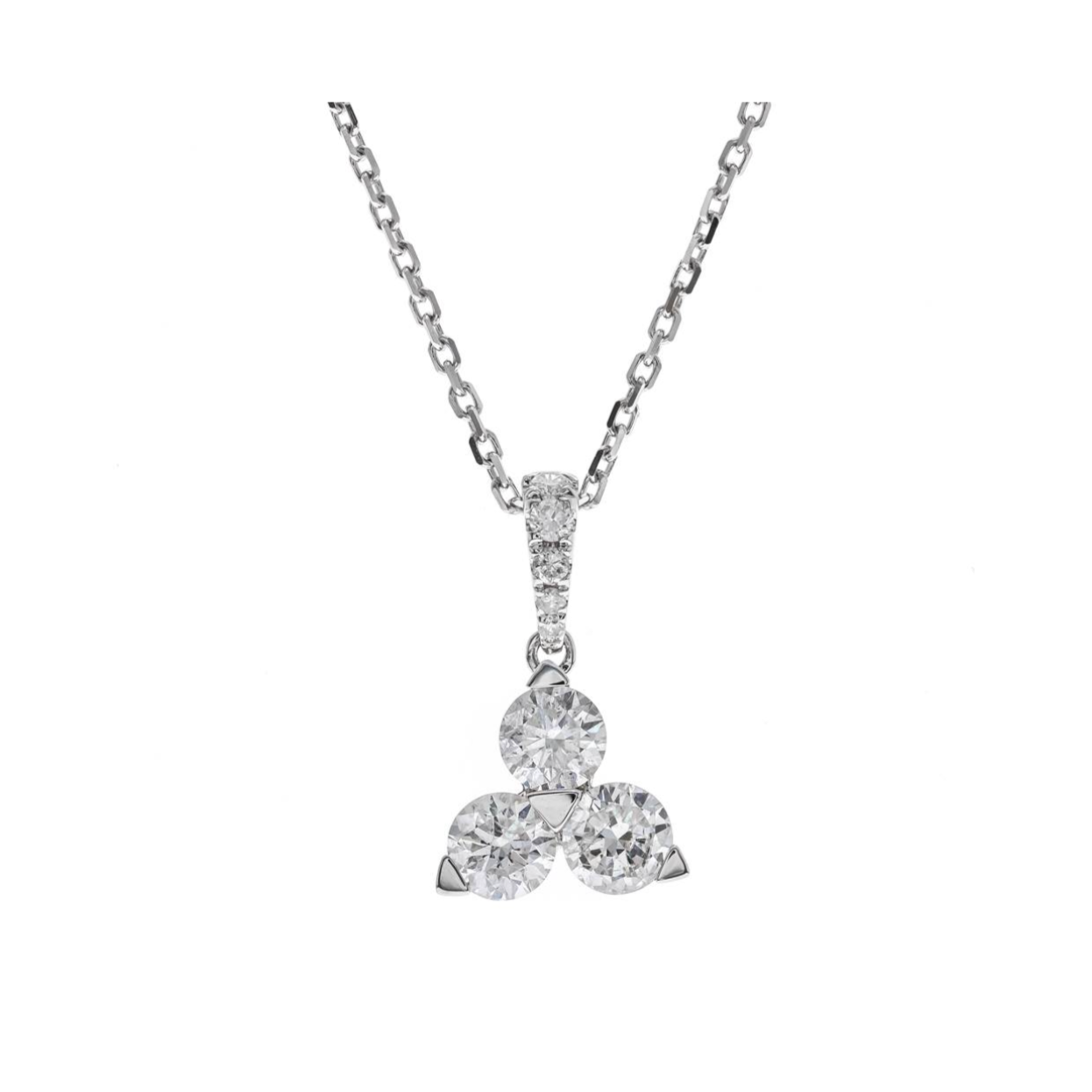 14K WHITE DIAMOND PENDANT NECKLACE