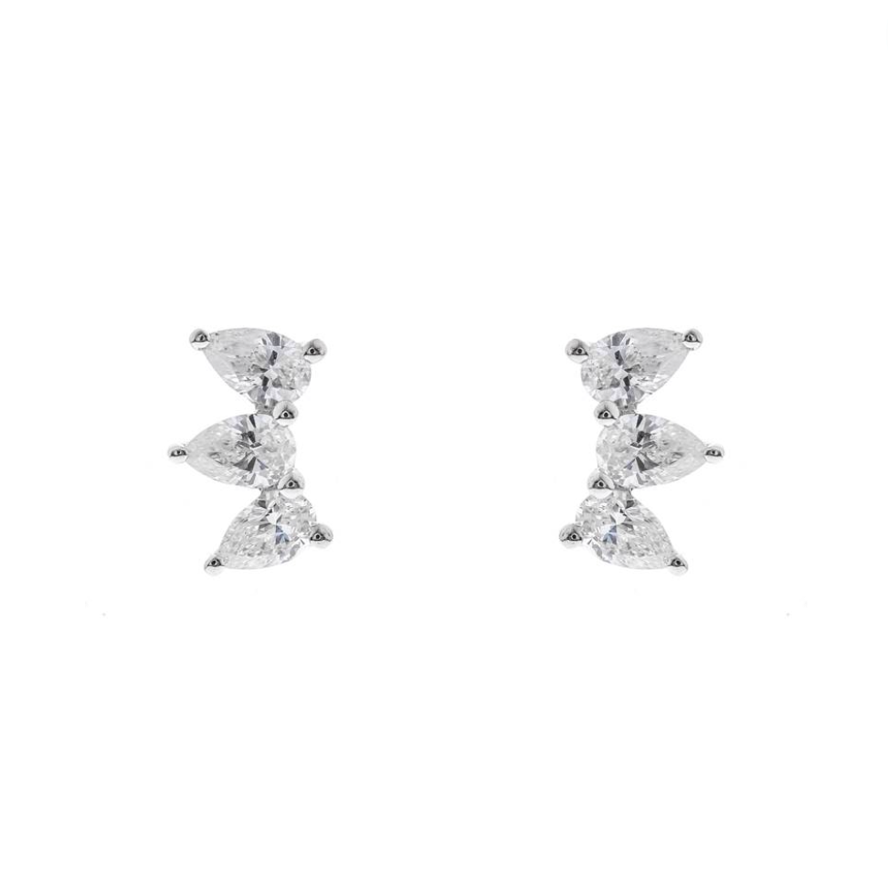 18K WHITE  DIAMOND EARRING