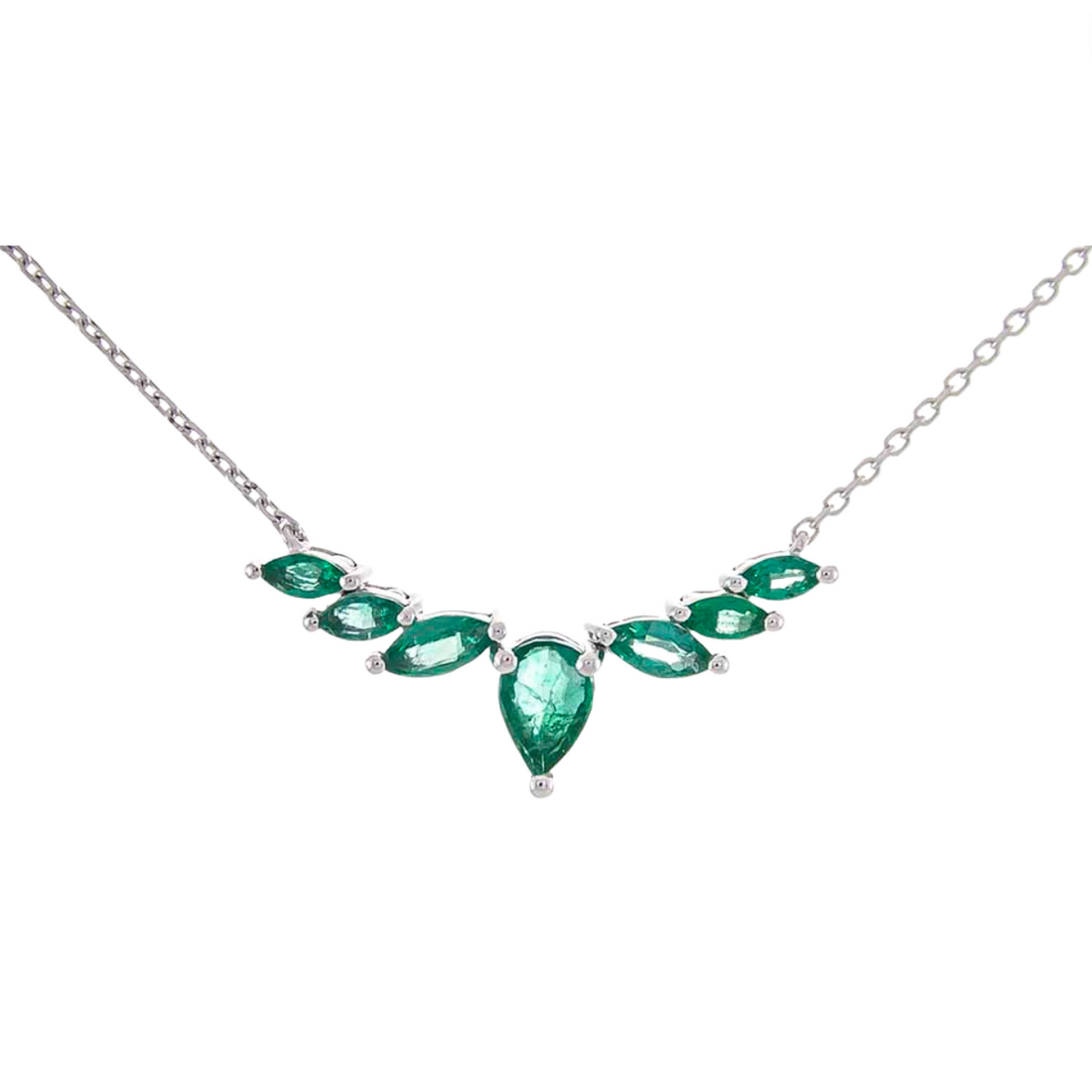 18K WHITE EMERALD NECKLACE